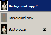 Background layer duplicated and duplicated layer moved to the top.