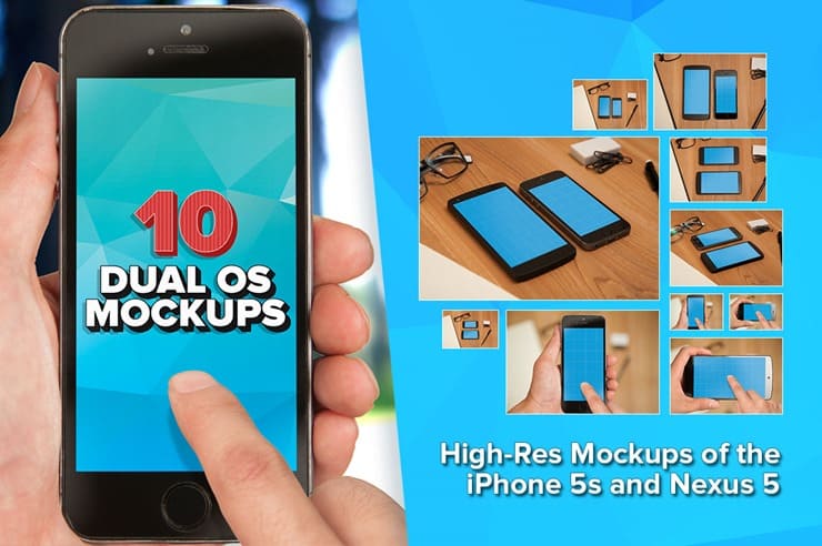 Free Download: Three iPhone 5s and Nexus 5 PSD Mockups