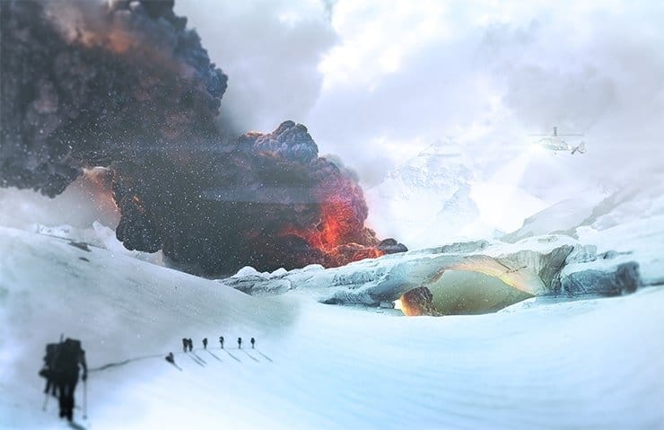 How to Create a Cinematic Snowy Mountain Crash Site Scene in Photoshop