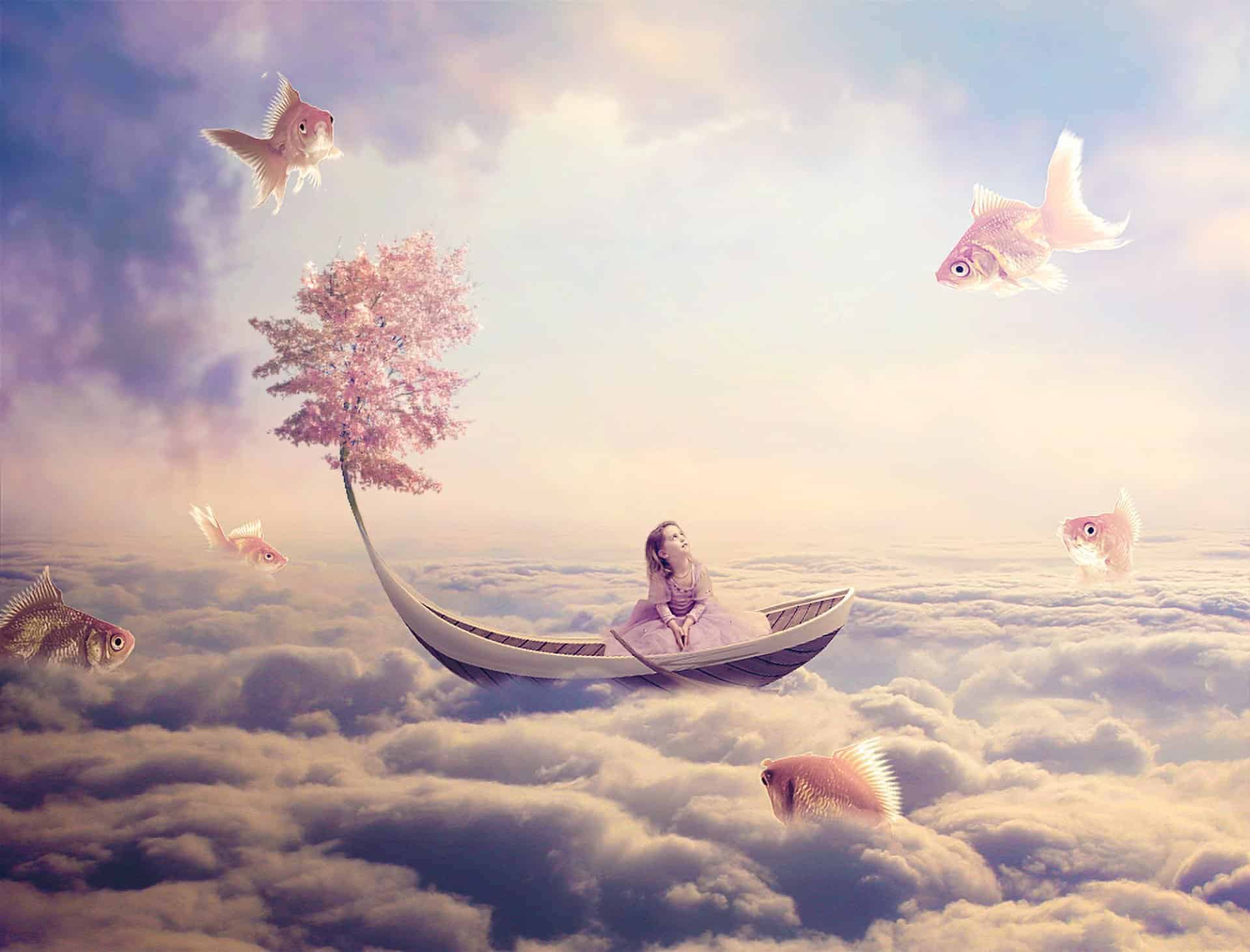 Create a Fantasy Fish Scene above the Sky