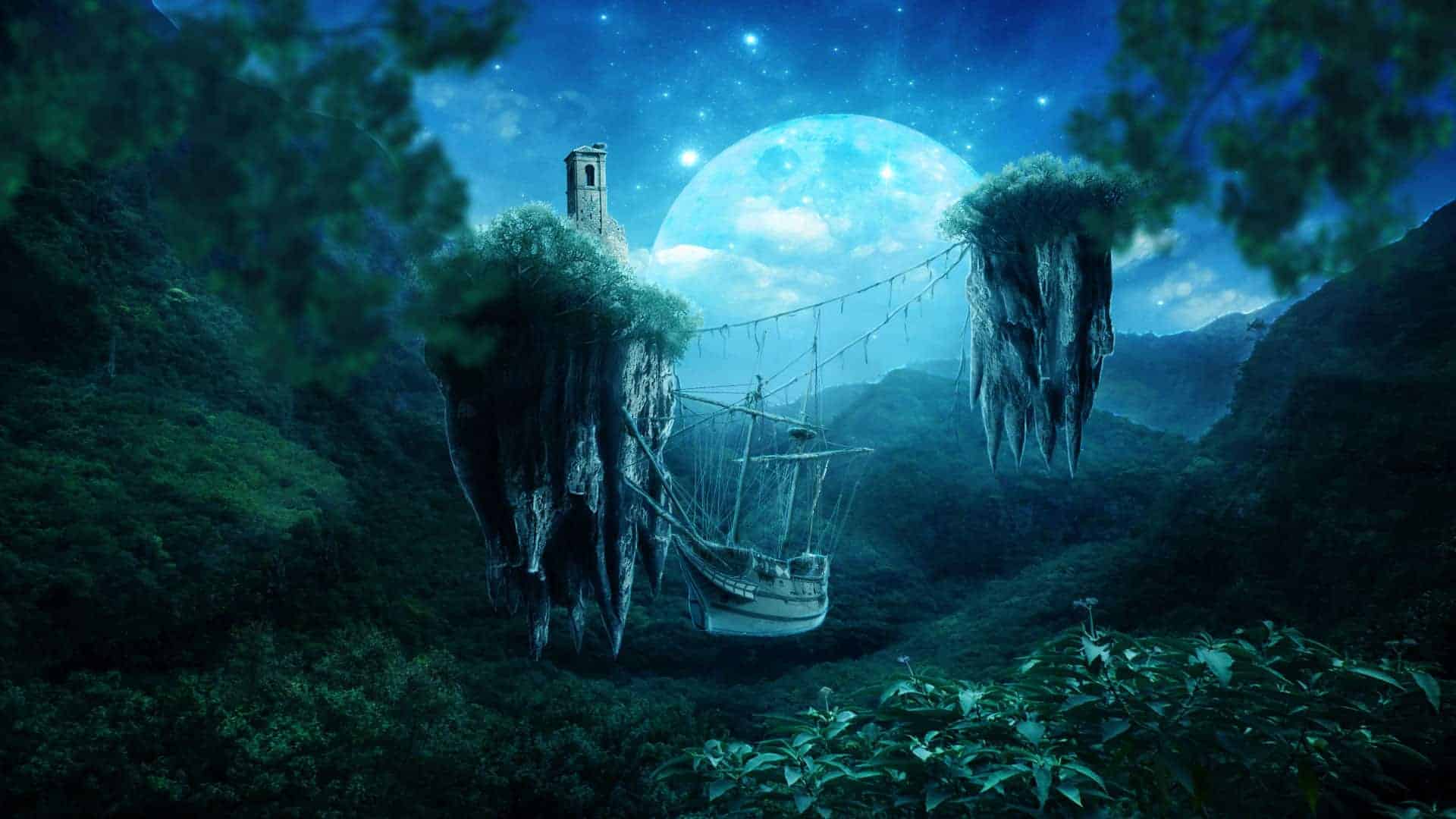 Create an Incredible Twilight Surreal Scene with Floating Islands