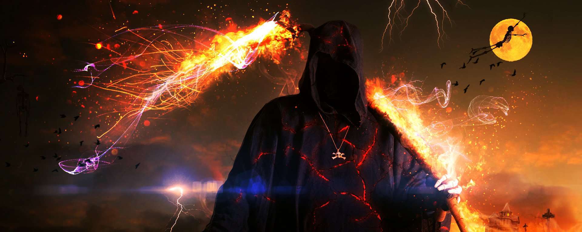 How to Create an Awesome Fiery Grim Reaper by Combining Images