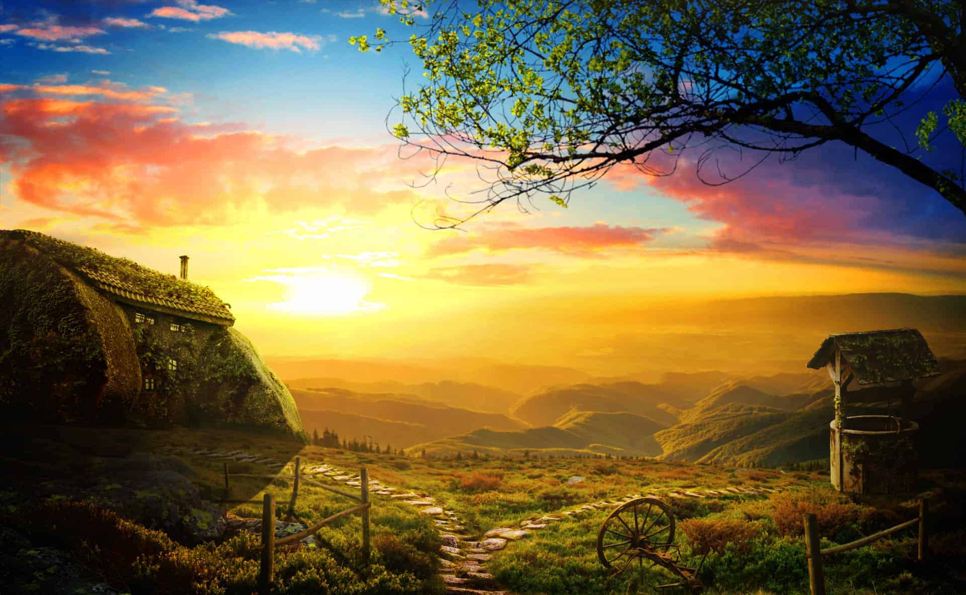 Create A Beautiful Sunrise Scene With An Old House Photoshop Tutorials