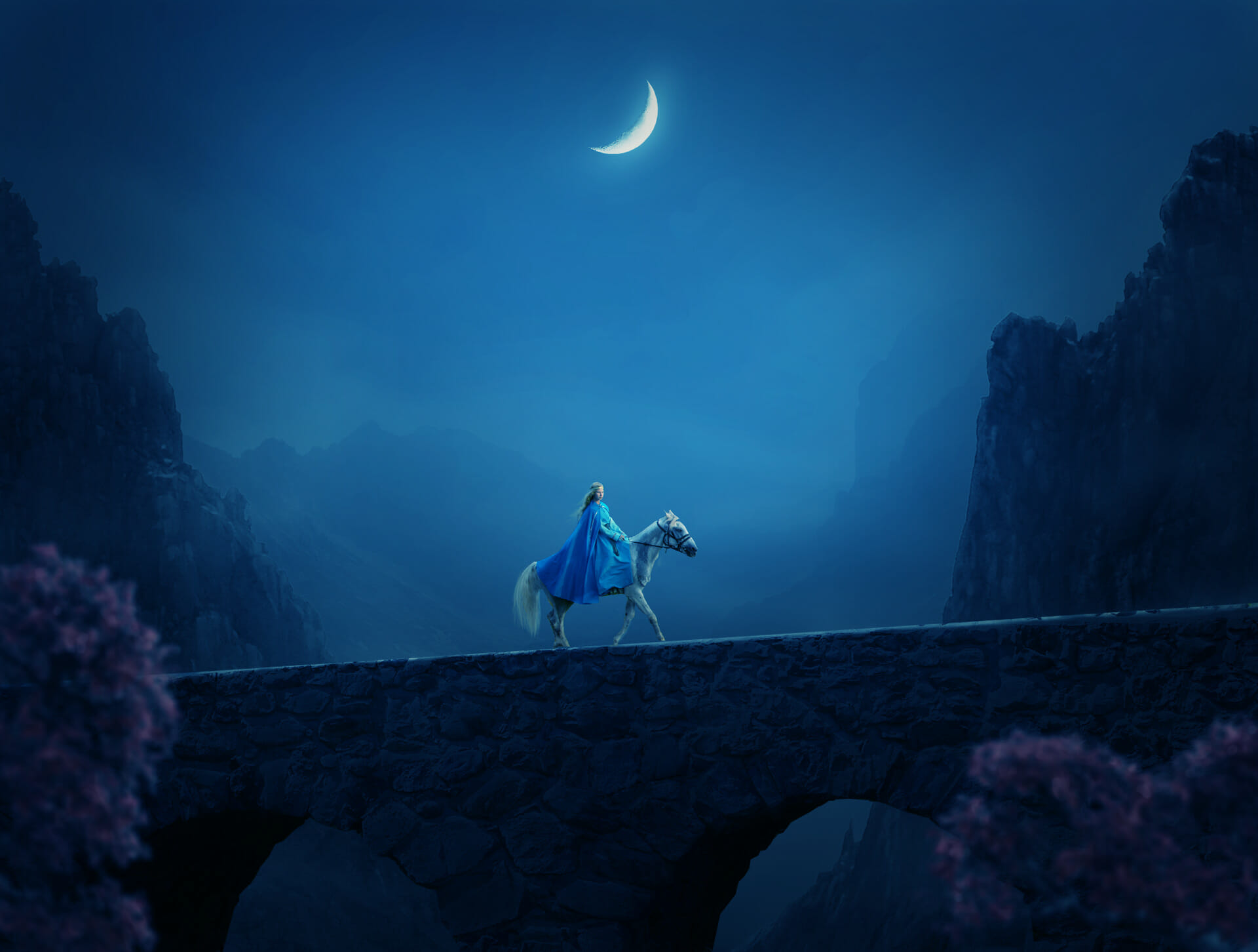 How to Create a Photo Manipulation of a Medieval Woman Riding Horse in a Night Scene