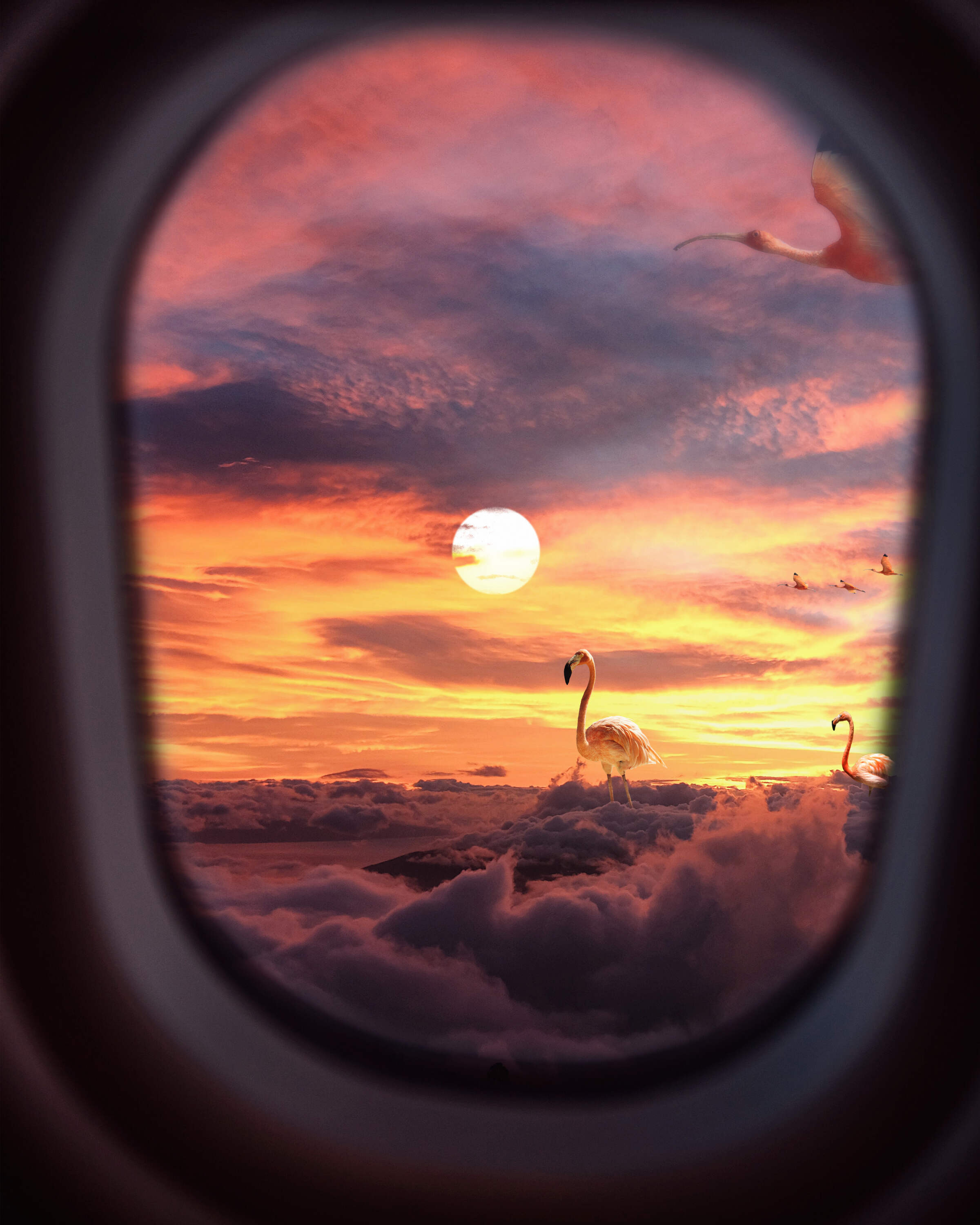 Create a Surreal Photomanipulation Flamingos above the Clouds