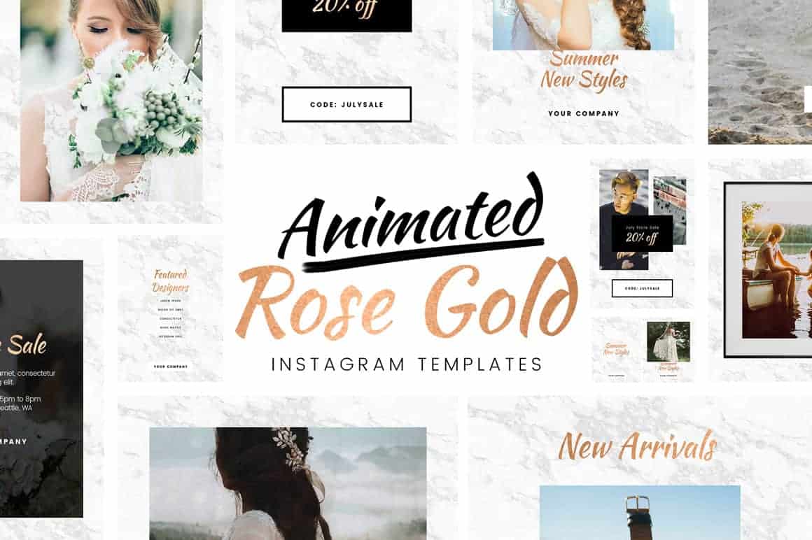 Free Animated Rose Gold Instagram Template for Photoshop